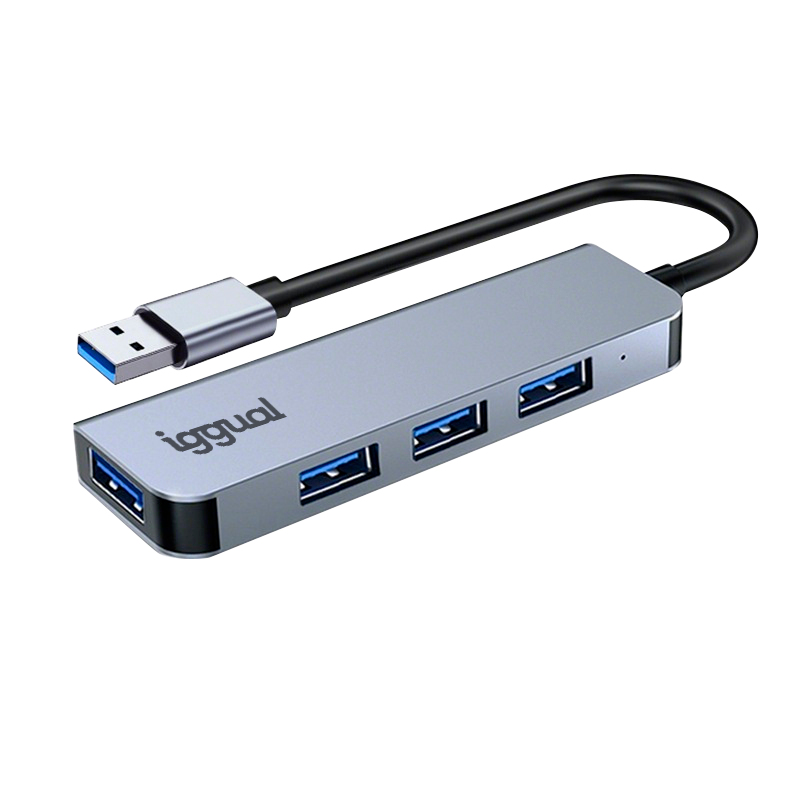 Hub USB iggual IGG319246 4 puertos USB-A 3.0 Plata