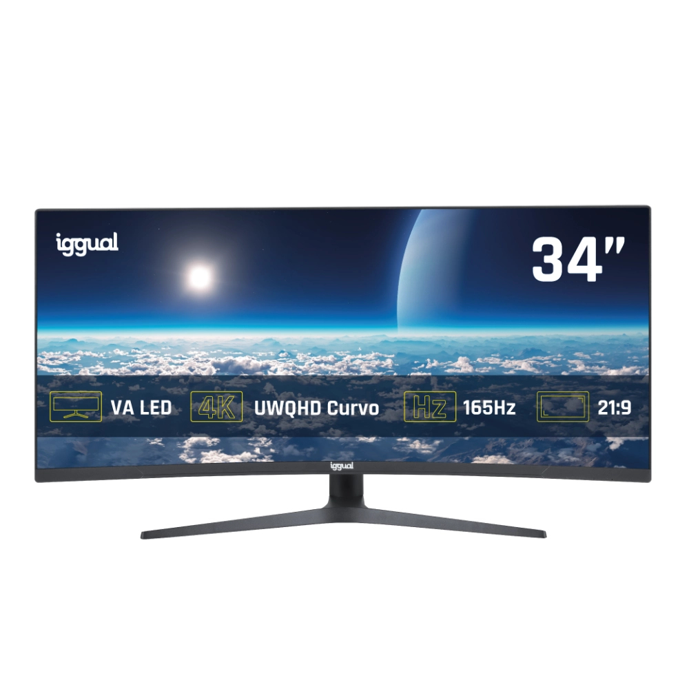Monitor iggual 34" UWQHD 3440x1440 165Hz VA Curvo 1ms 2DP 2HDMI