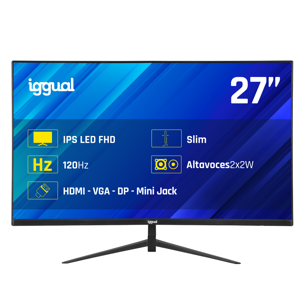 Monitor iggual ML27SDP 27" Full HD 1920x1080 120Hz IPS 1ms VGA HDMI DisplayPort Negro