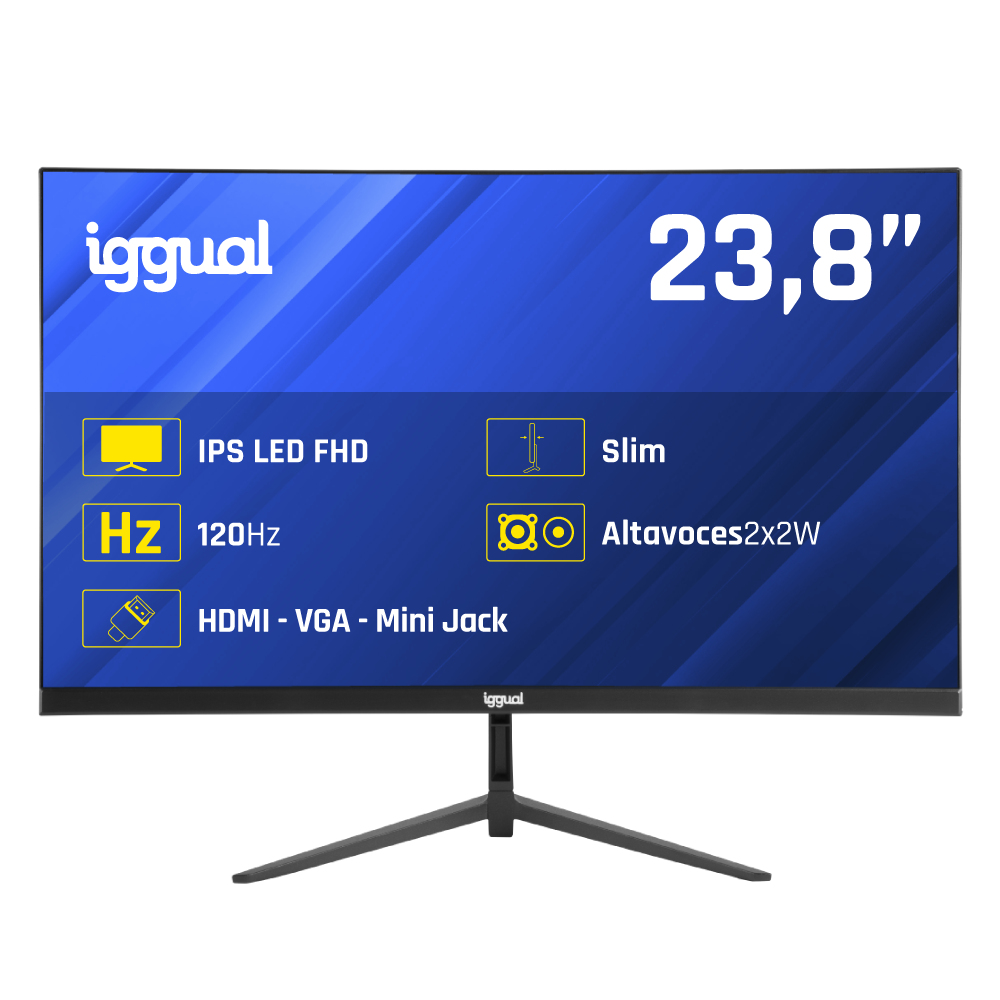 Monitor iggual 23.8" Full HD 1920x1080 120Hz IPS 1ms VGA HDMI DisplayPort Negro