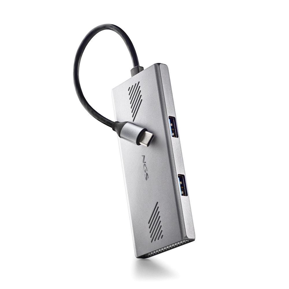 Hub USB NGS Wonderduo-C USB-C 4 puertos Plata