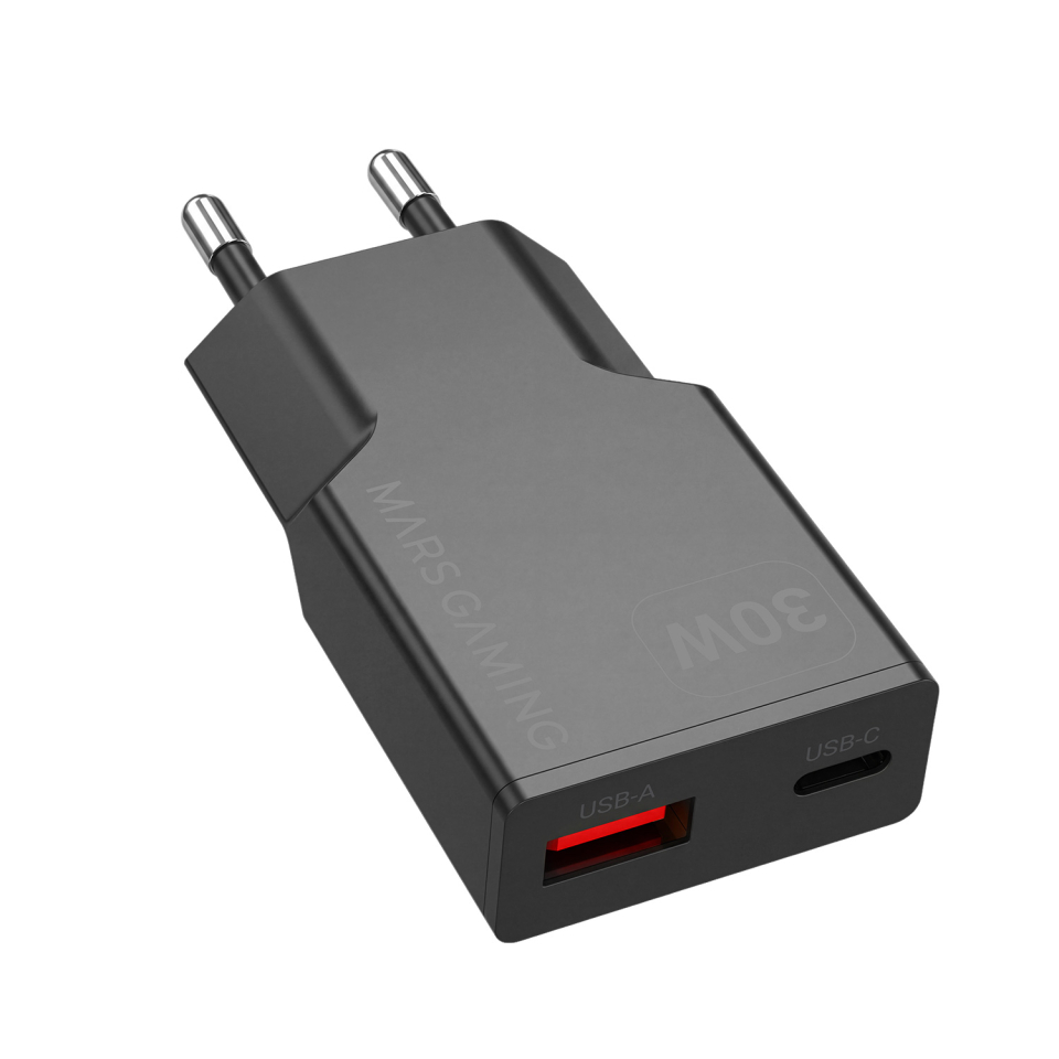 Cargador de pared Mars gaming MD-GAN30 USB-C USB-A Negro 30W