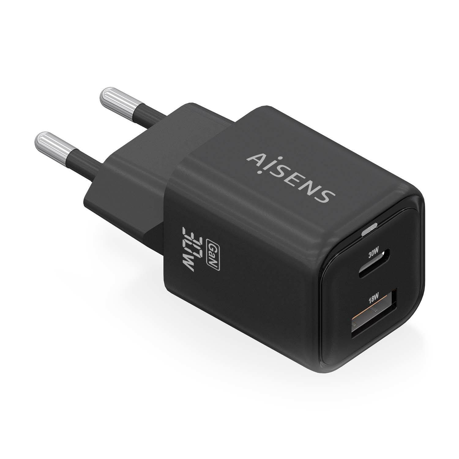 AISENS ASCH-30W2P021-BK cargador de dispositivo móvil Universal Corriente altern