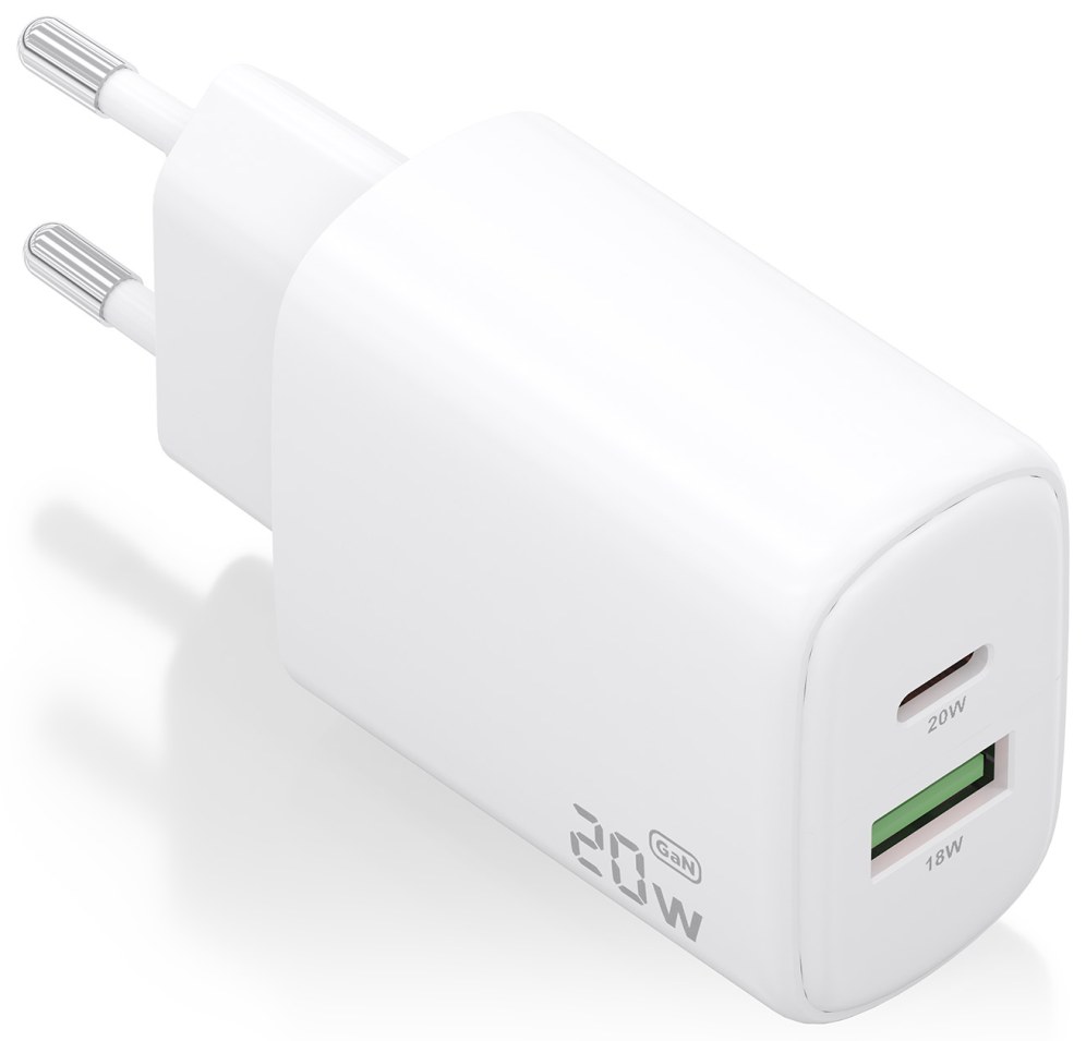 Cargador de pared Aisens A110-0909 USB-C USB-A Blanco 20W