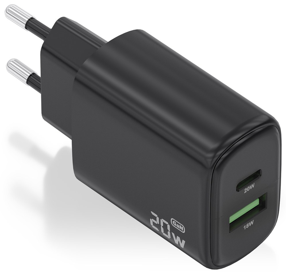 Cargador de pared Aisens A110-0910 USB-C USB-A Negro 20W