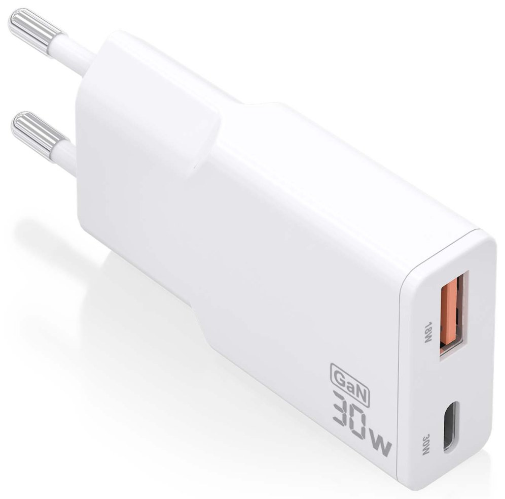 Cargador de pared Aisens ASCH-30W2P046-W USB-C USB-A Blanco