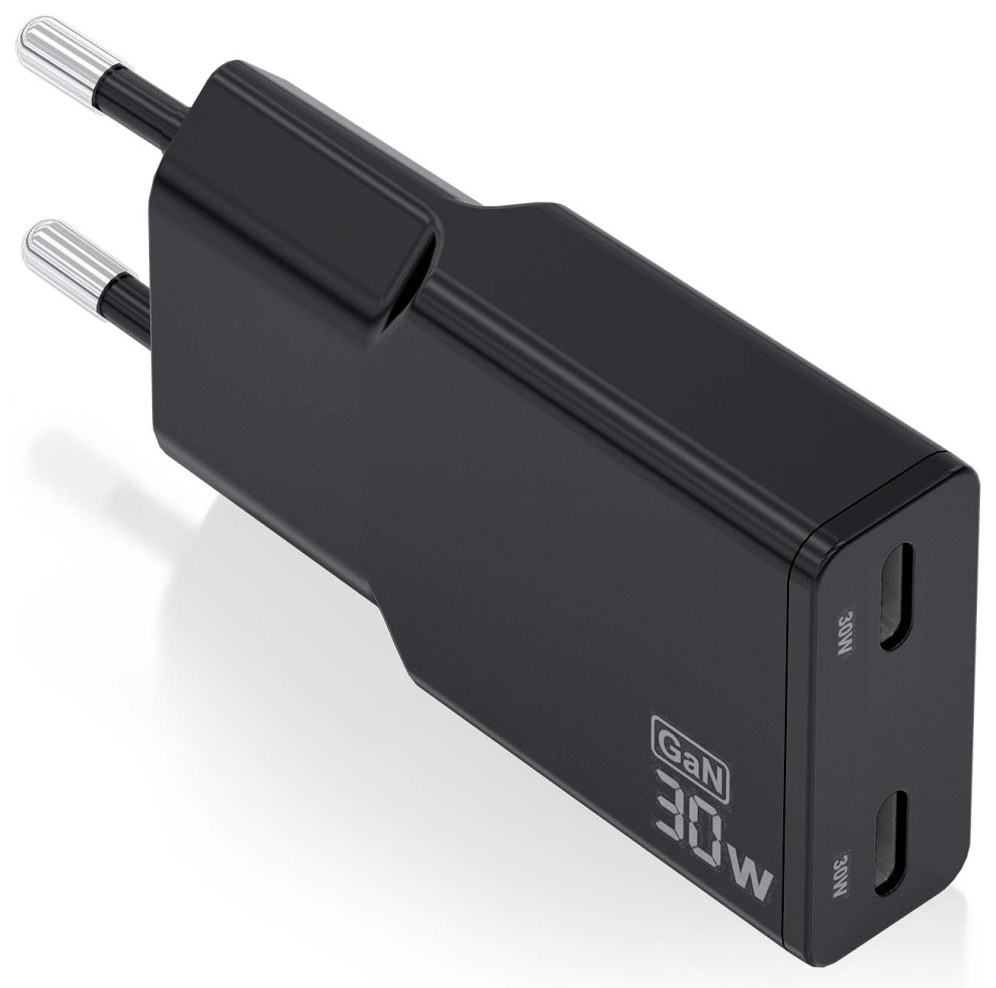 Cargador de pared Aisens ASCH-30W2P049-BK USB-C Negro