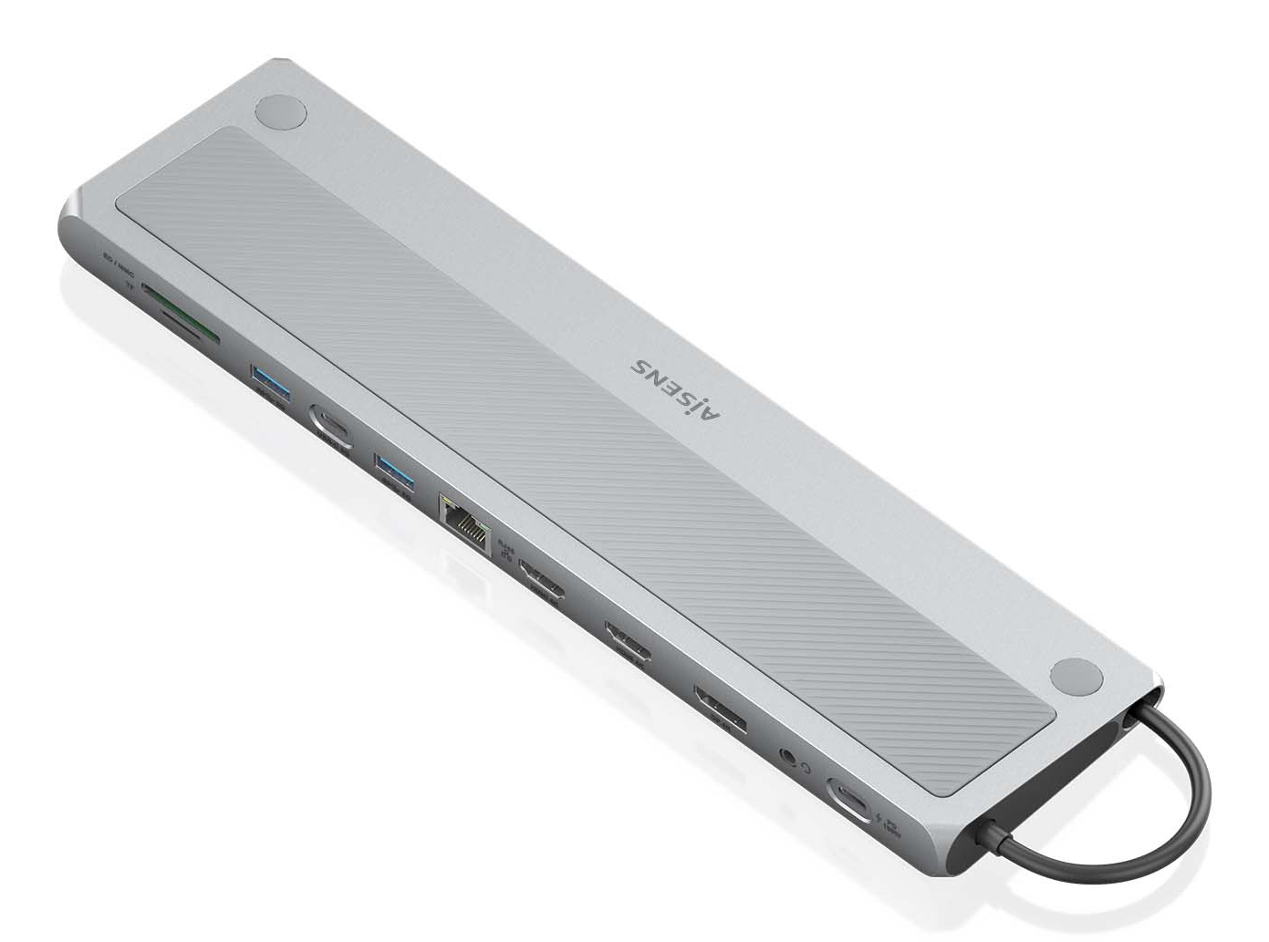 Hub USB AISENS ASUC-12P020-GR 12 en 1 USB-C 2 HDMI DisplayPort 100W Gris
