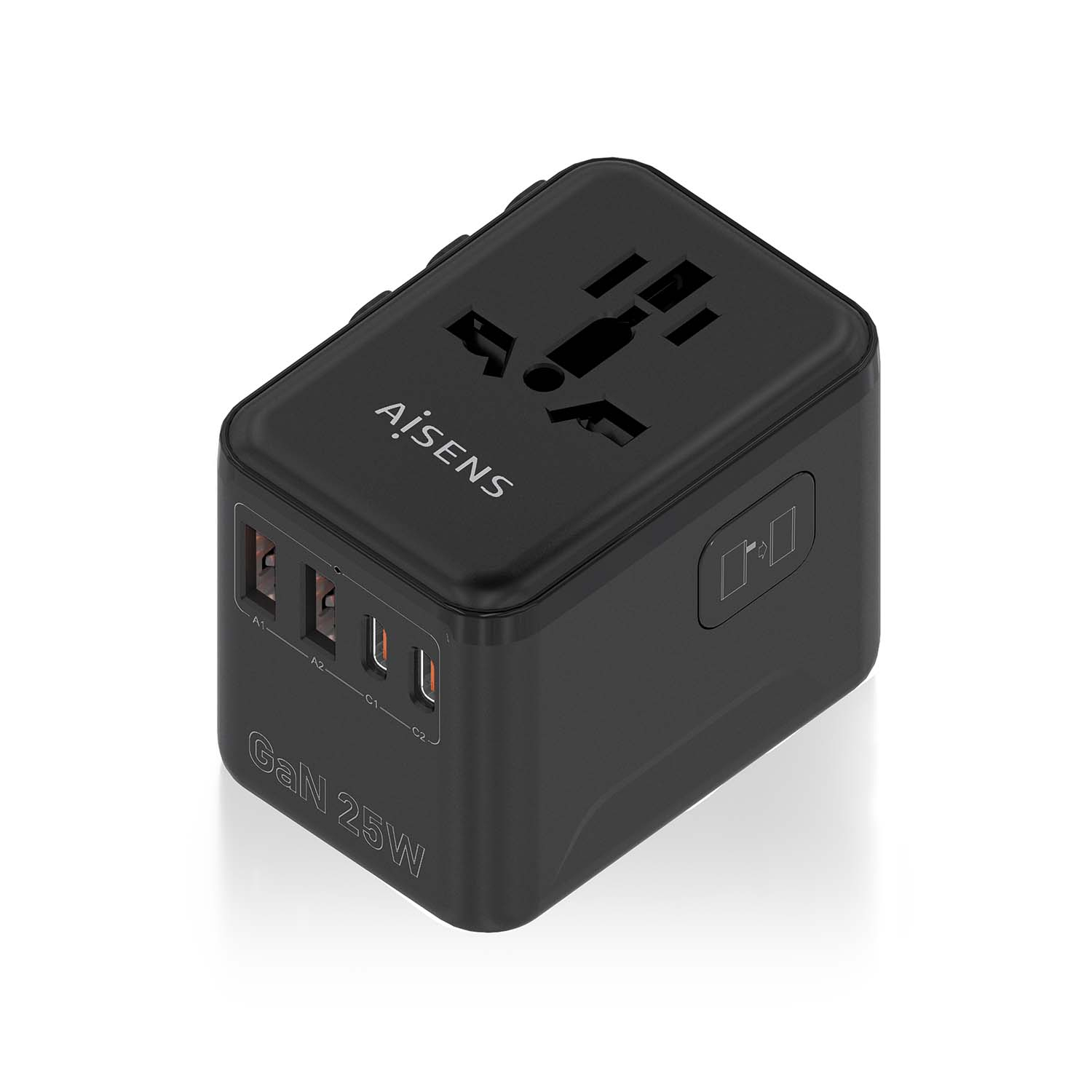 Cargador de pared Aisens ASPS-2A2C08-BK USB-C USB-A Negro 18W