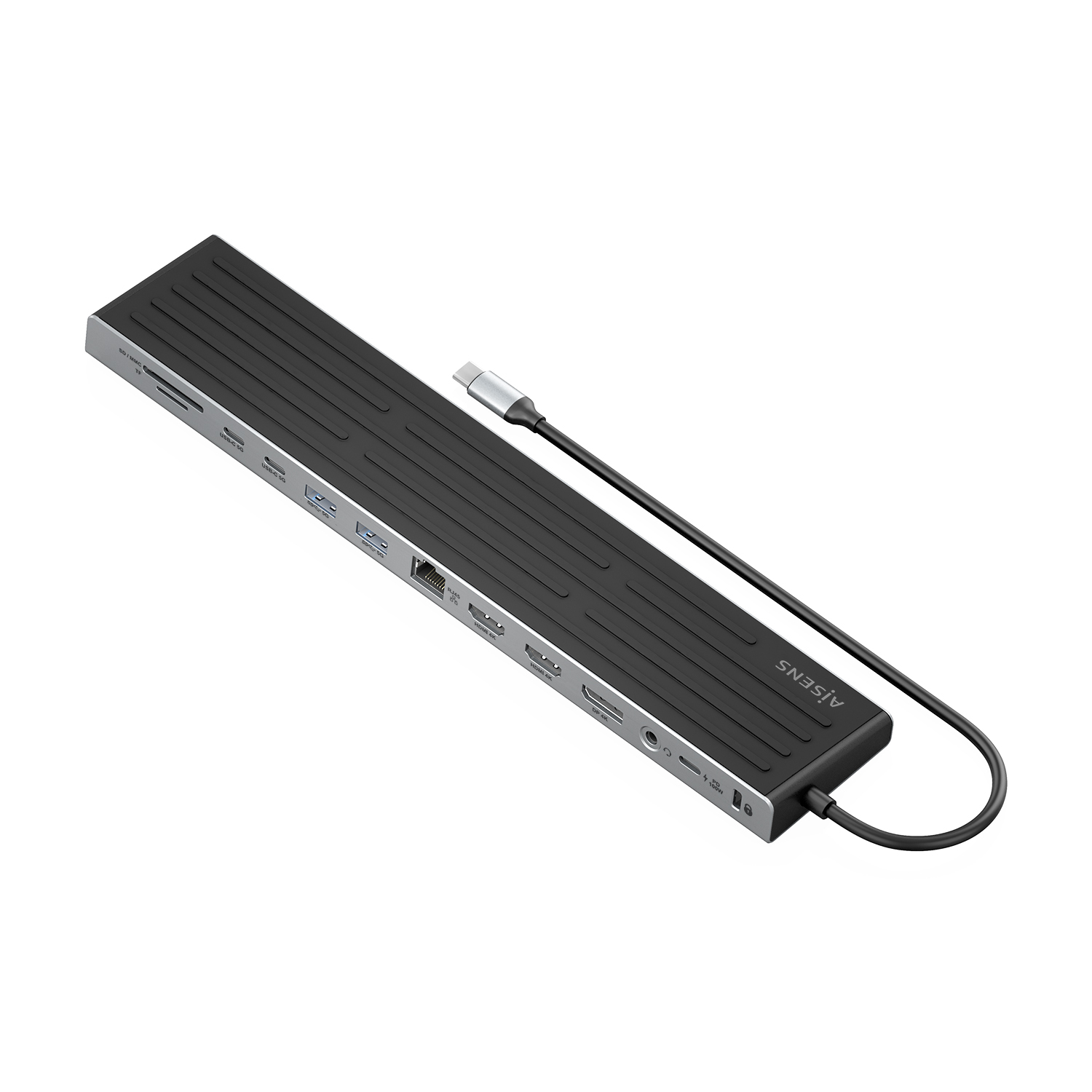 Hub USB-C AISENS 13 en 1 2xHDMI 1xDisplayPort 1xRJ45 100W Gris