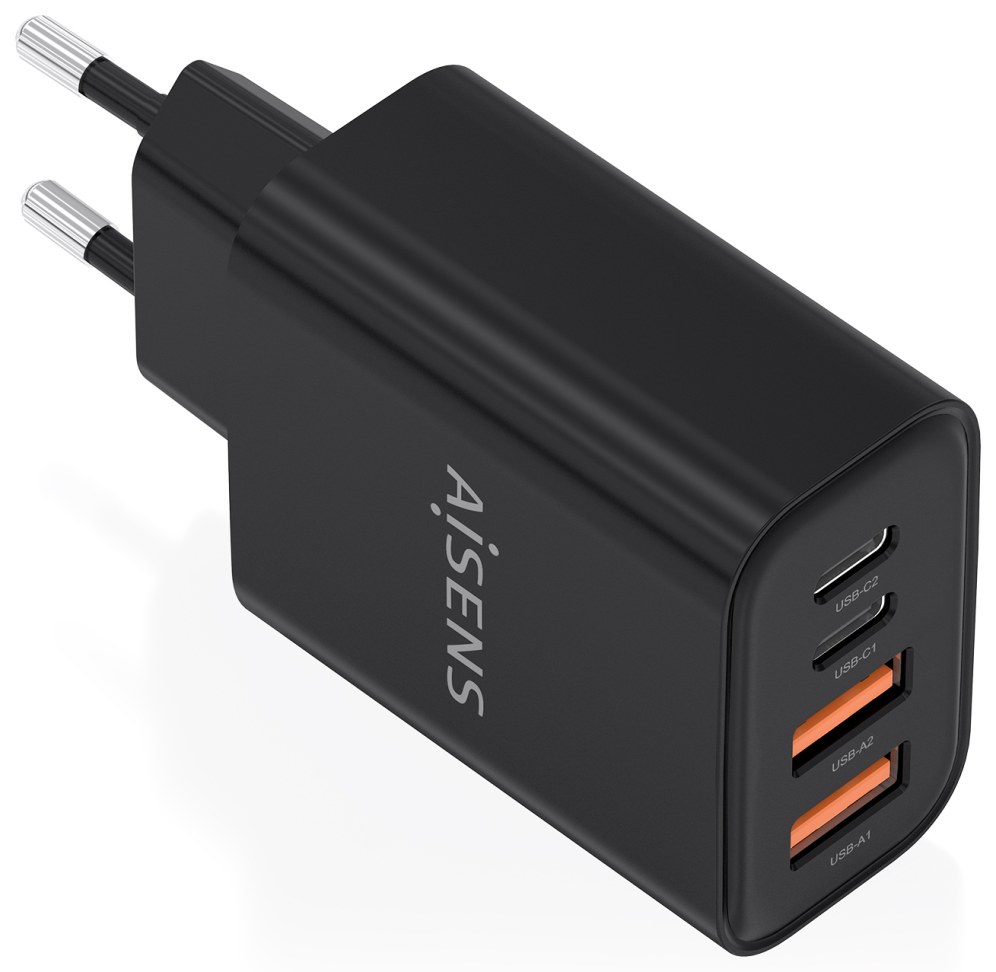 Cargador de pared Aisens Cargador GaN 32W USB-C USB-A Negro 20W