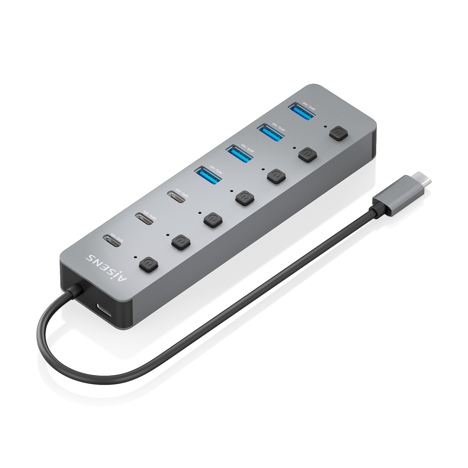 AISENS Hub USB3.2 Gen2 10G USB-C, USB-C/M-4xUSB-A/H+3xUSB-C/H+1xUSB-C/H PD3.0 10