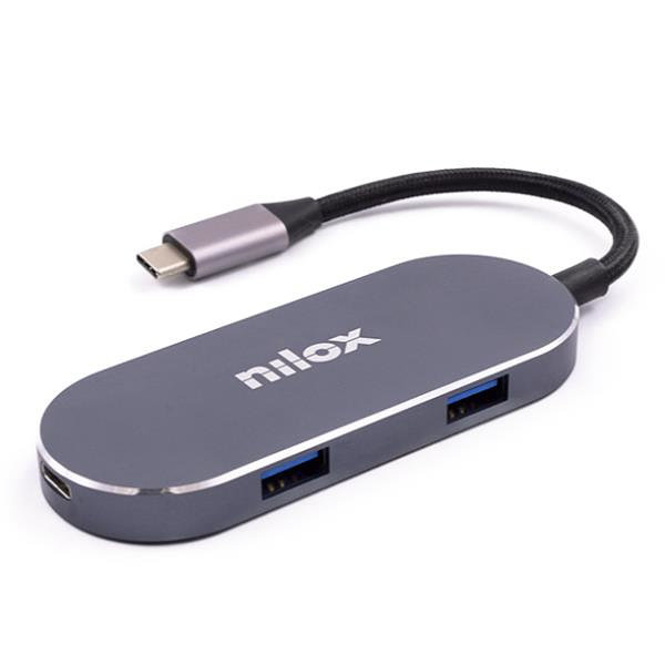 Docking station Nilox USB-C HDMI 3 puertos USB 3.0 87W Plata