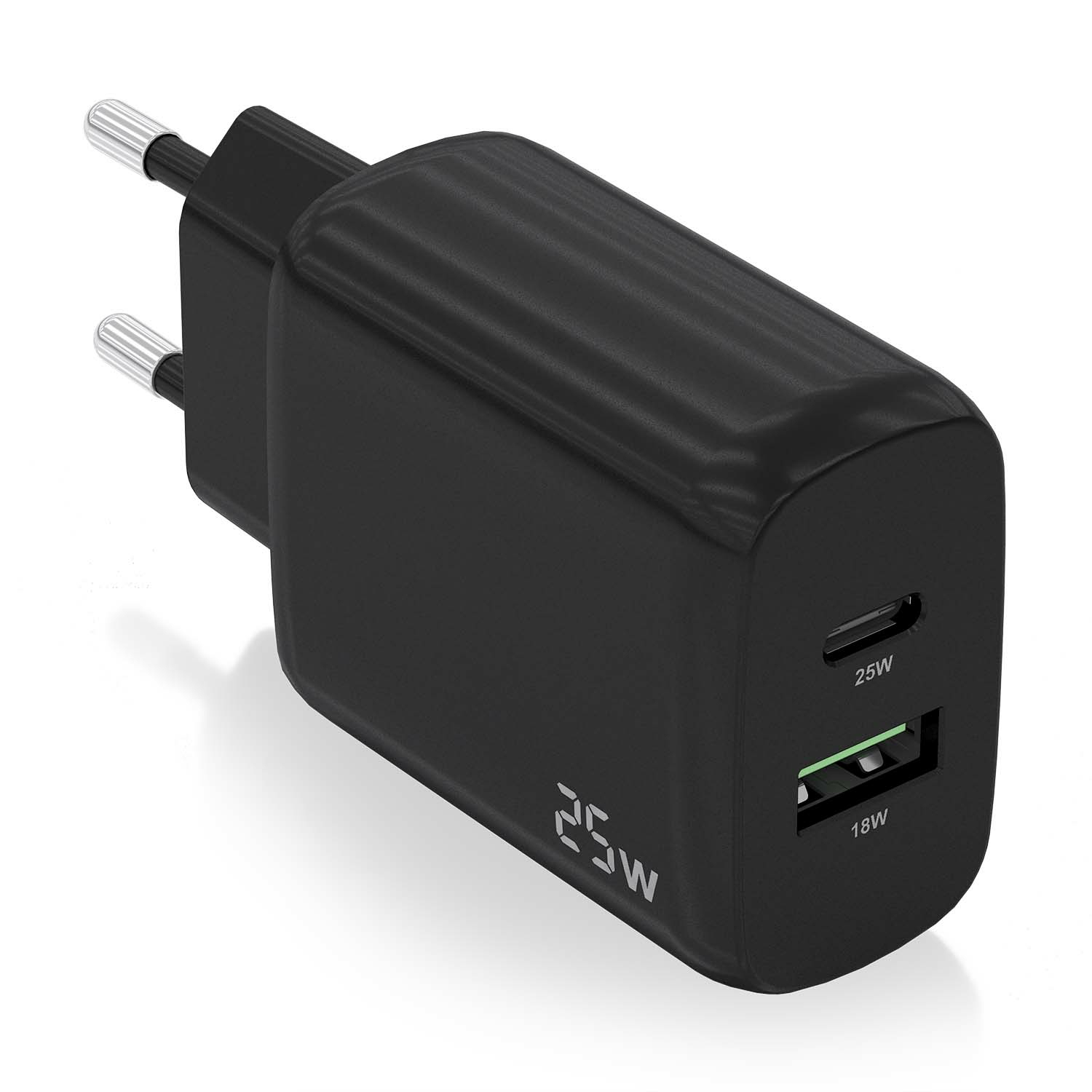 Cargador de pared Aisens A110-0759 USB-C USB-A Negro 25W
