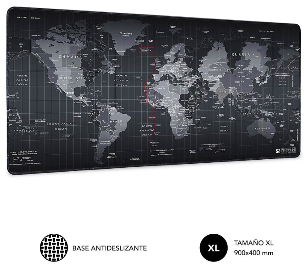 Alfombrilla Subblim World XL Negro
