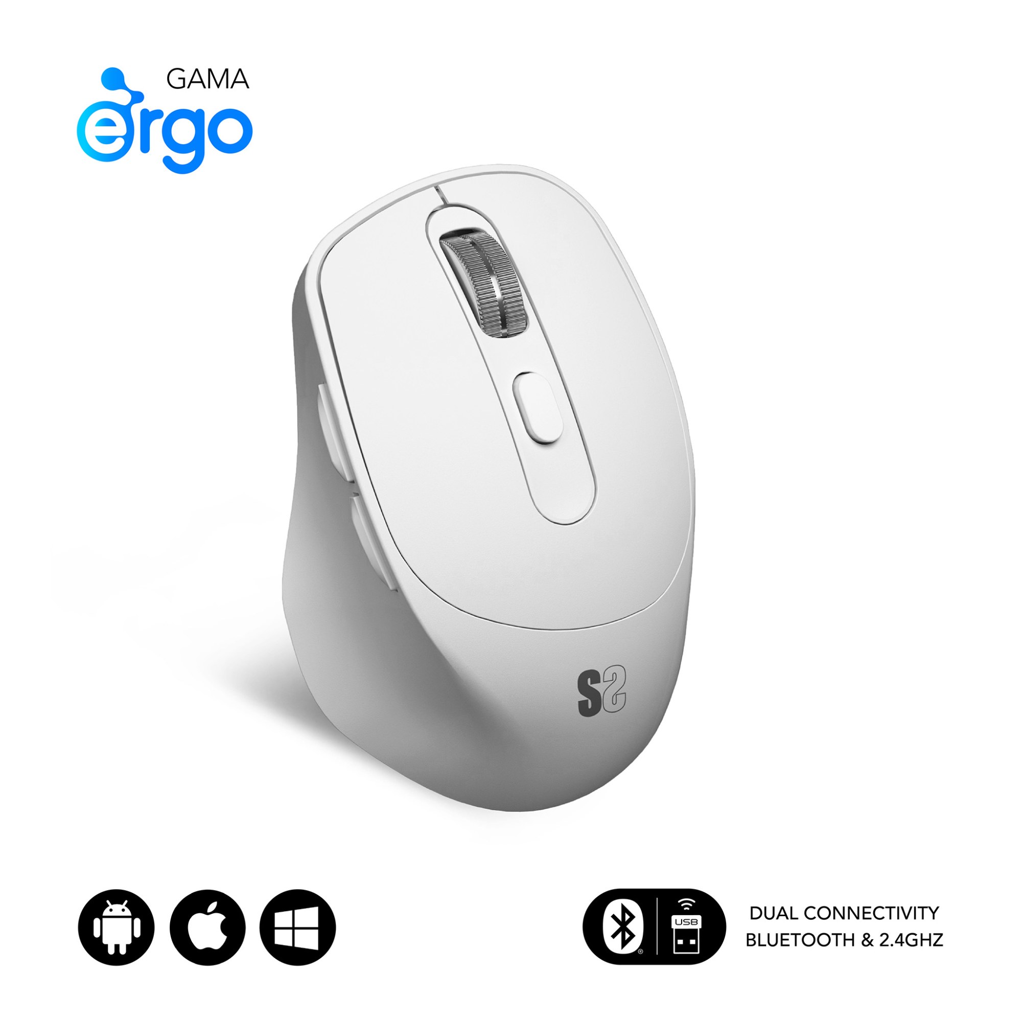 Ratón Subblim Curve Ergo Dual Inalámbrico Bluetooth Blanco