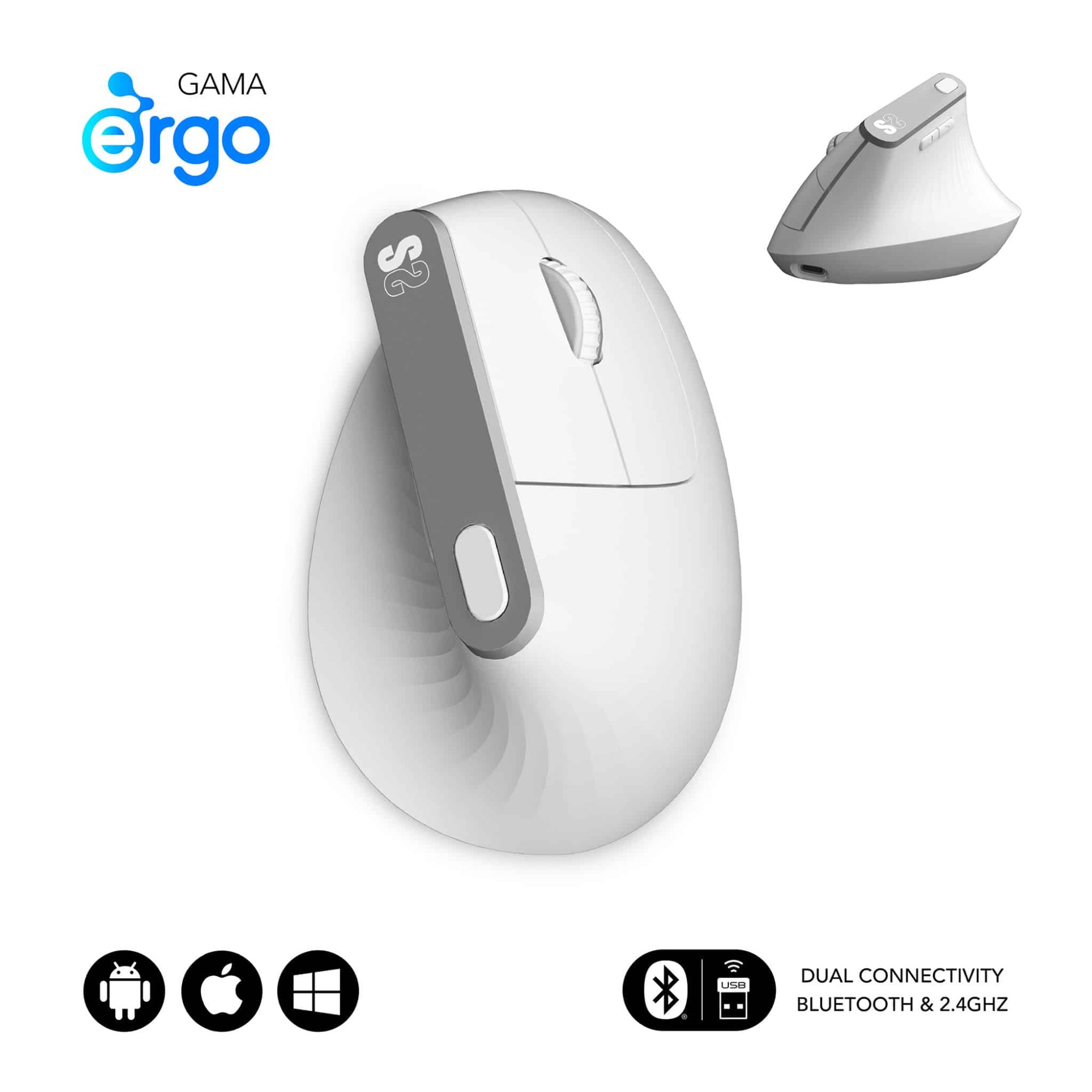 Ratón Subblim SUBMO-EDNVW02 Inalámbrico Bluetooth Blanco