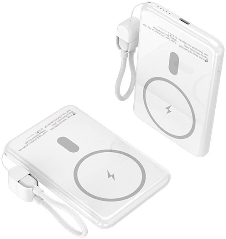 Batería externa Leotec Power Bank 5000mAh 20W USB-C Inalámbrico Blanco 15W