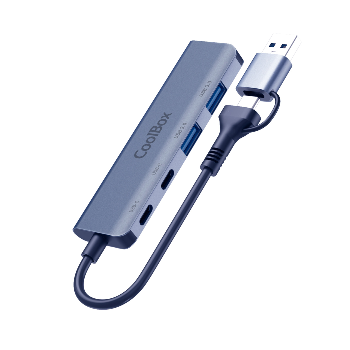 Hub USB CoolBox HUB4 Lite USB-C USB-A 4 puertos Aluminio Gris