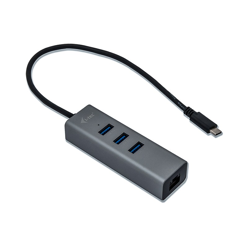 Hub i-tec USB-C con 3 puertos USB 3.0 y Ethernet Gris