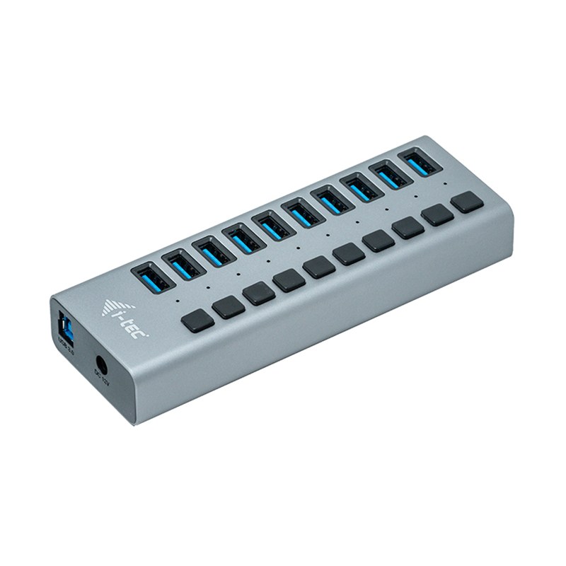 Hub i-tec USB 3.0 10 puertos con alimentación 48W Gris