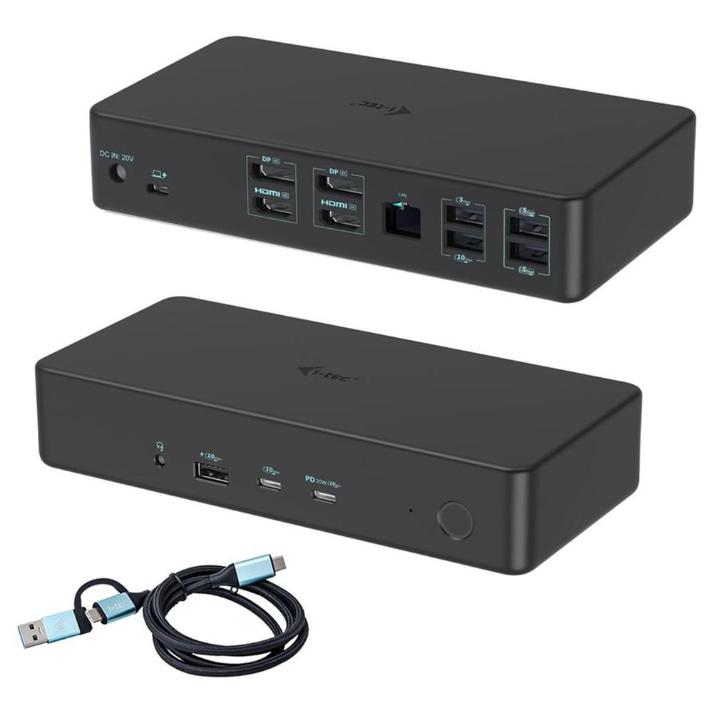 Docking station i-tec 14 en 1 USB-C 2 HDMI 2 DisplayPort 100W Power Delivery Negro
