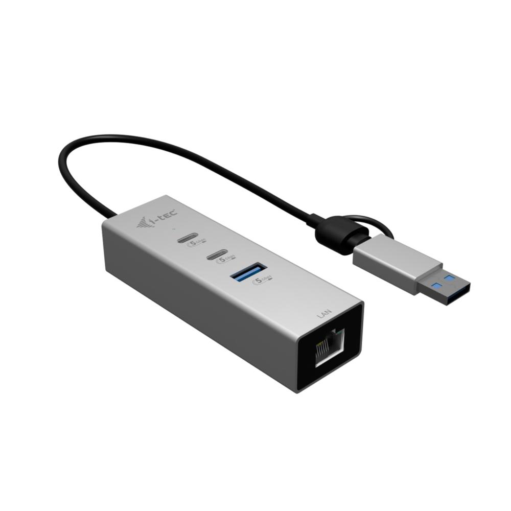 Hub i-tec USB-C/USB-A 3 puertos + 2.5G Ethernet Plata