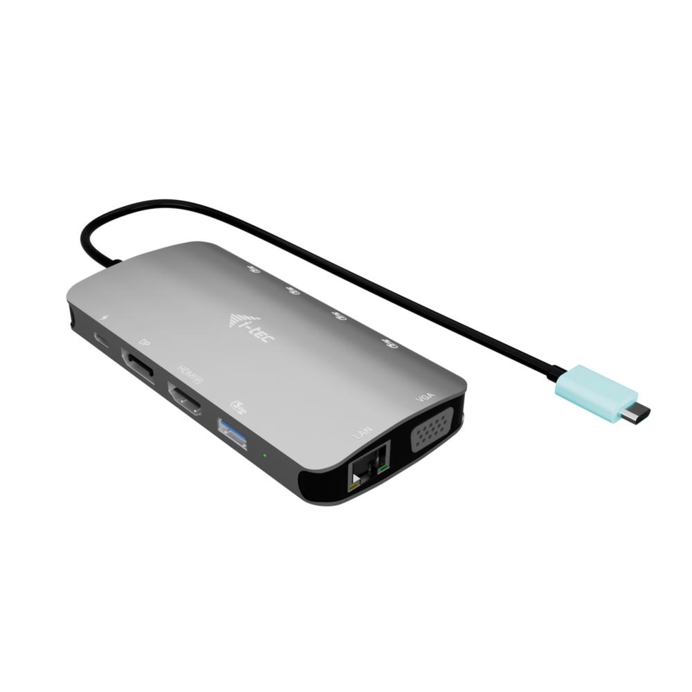 Docking station i-tec USB-C Metal Nano 3 pantallas HDMI DisplayPort VGA Power Delivery 100W Plata