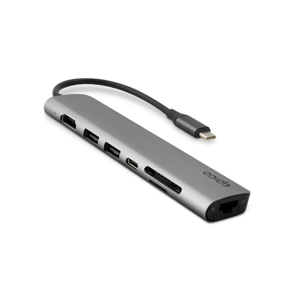 Hub USB EPICO 7 en 1 Multimedia USB-C Gris