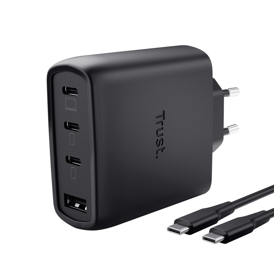Cargador de pared Trust MAXO 65W USB-C USB-A Negro