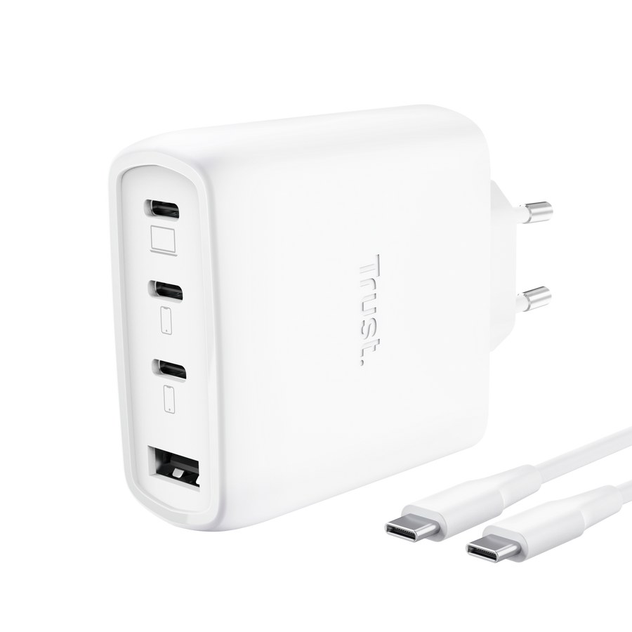 Cargador de pared Trust MAXO 65W USB-C USB-A Blanco