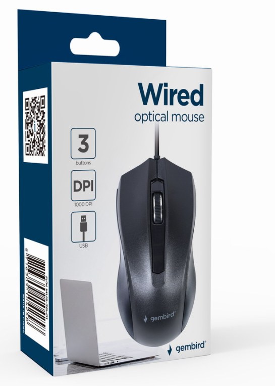 Ratón Gembird MUS-3B-01 Con cable Negro