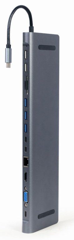 Hub USB Gembird A-CM-COMBO9-01 USB-C HDMI VGA Ethernet Gris