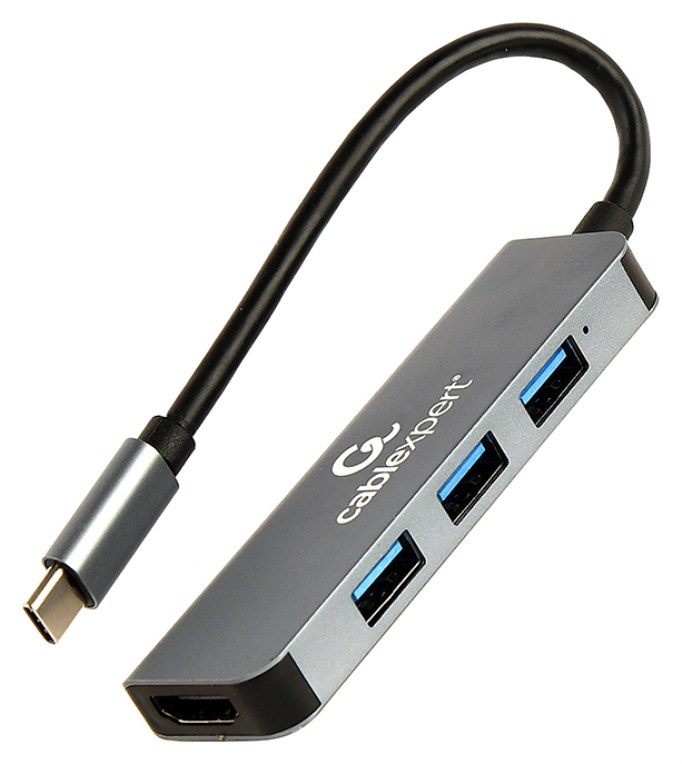 Hub USB Gembird A-CM-COMBO2-01 USB-C HDMI 3 puertos USB 3.2 Gen 1 Gris