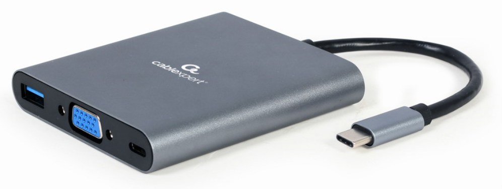 Hub USB Gembird A-CM-COMBO6-01 USB-C HDMI VGA 60W PD Gris