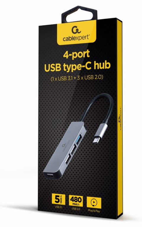 Hub USB Gembird UHB-CM-U3P1U2P3-01 USB-C 4 puertos Plata