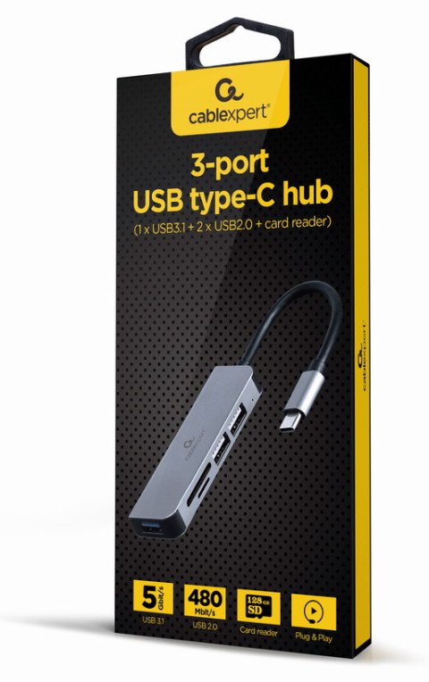 Gembird UHB-CM-CRU3P1U2P2-01 base para portátil y replicador de puertos Alámbric