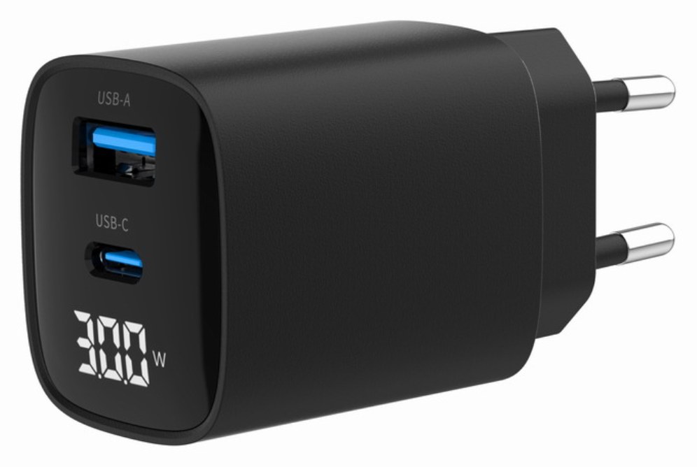 Cargador de pared Gembird TA-UC-PDQC30LCD-BK-01 USB-A Negro 30W