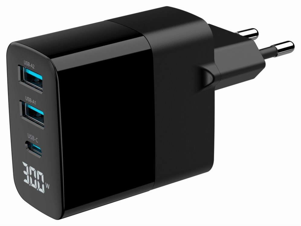 Cargador de pared Gembird TA-UC-PDQC30LCD-BK-02 USB-C USB-A Negro 30W