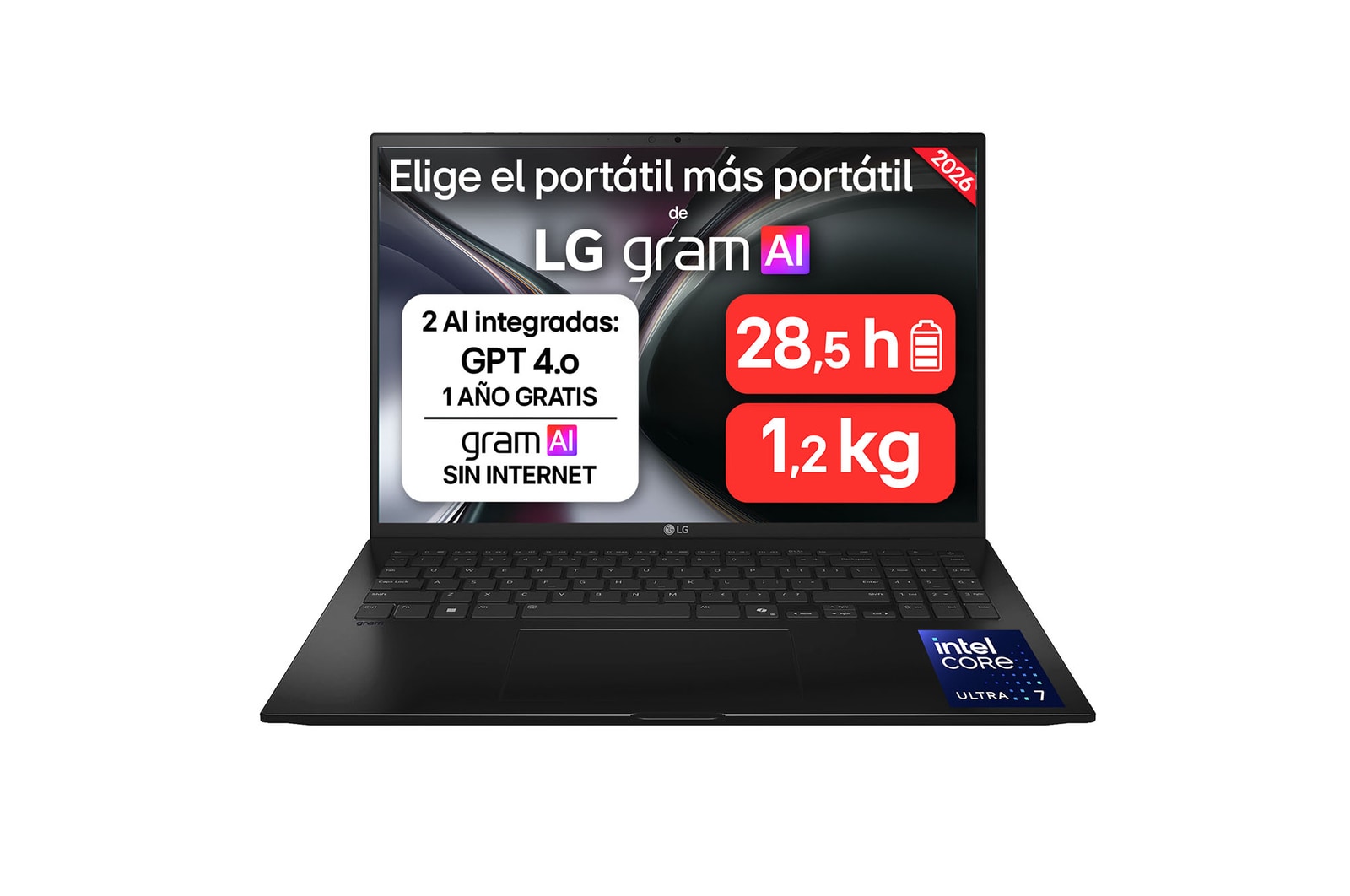 Portátil LG Gram 16ZD90TL-G 16" Intel Core Ultra 7 258V 32GB 512GB SSD Sin sistema operativo Negro