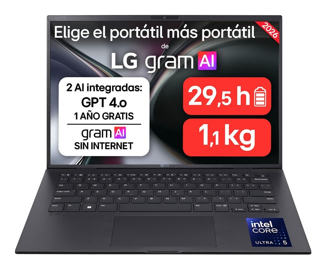 Portátil LG 14ZB90S-G 14" Intel Core Ultra 5 115U 16GB 512GB SSD Negro