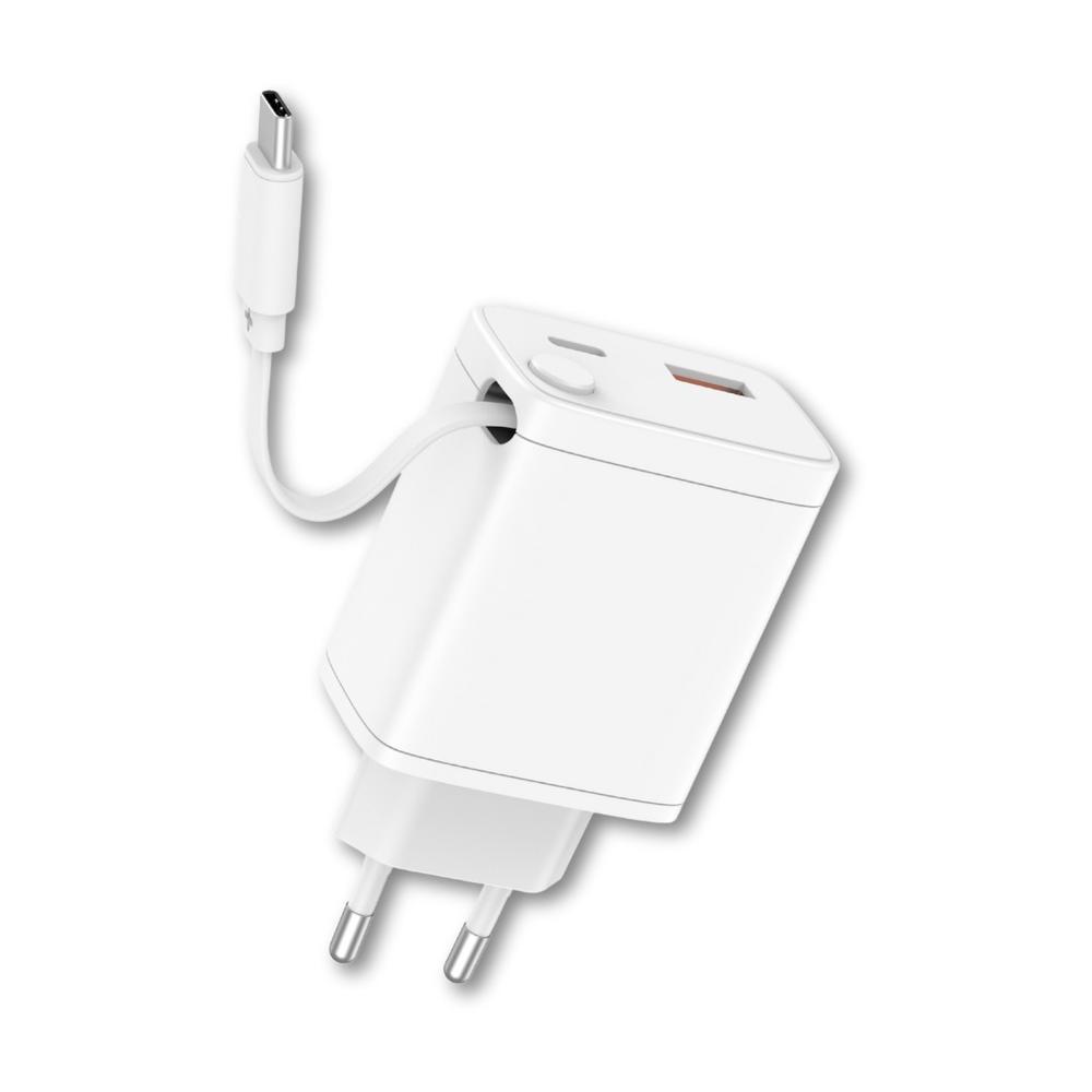 Cargador de pared Qcharx international JUNO 3A 20W USB-C USB-A Blanco 3W
