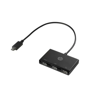Hub USB HP USB-C a USB-A 3 puertos Negro