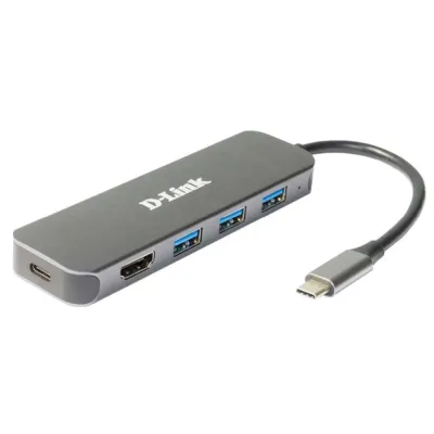 Hub USB D-Link DUB-2333 USB-C 3 puertos USB-A 1 HDMI 60W Power Delivery Gris