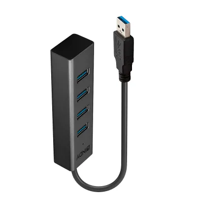 Hub USB Lindy 43324 4 puertos USB 3.2 Gen 1 Negro