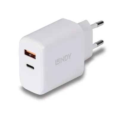 Cargador de pared Lindy 73424 USB-C USB-A Blanco 30W
