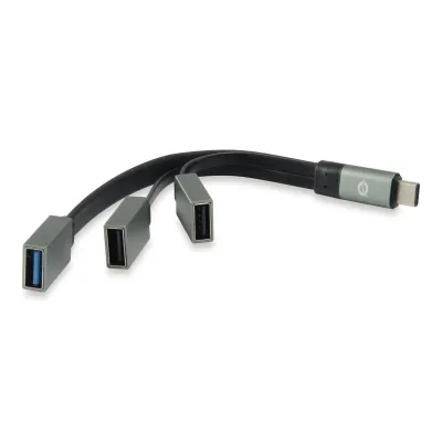 Hub USB Conceptronic Hubbies01G USB-C 3 puertos Gris