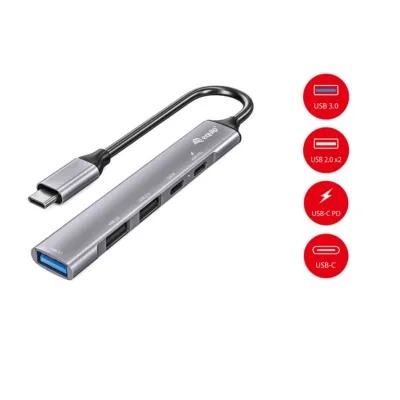 Hub USB Equip USB 3.2 Type-C 5 puertos USB Power Delivery 100W Plata