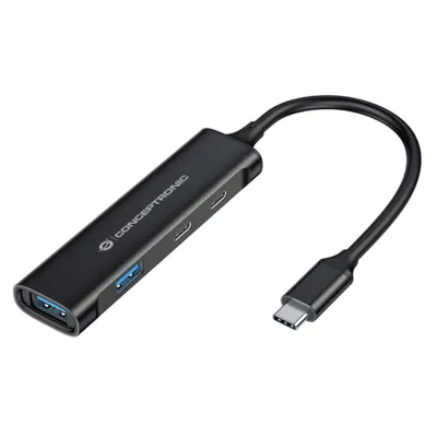 Hub USB Conceptronic HUBBIES12B 4 puertos USB-C y USB-A Negro