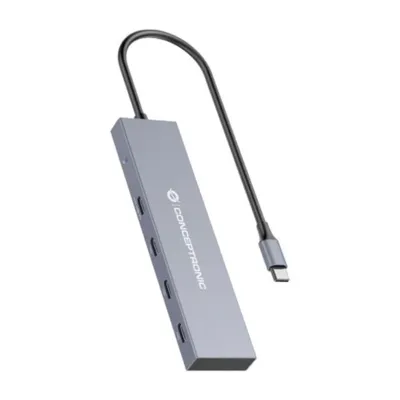 Hub USB Conceptronic Hubbies14g USB-C 4 puertos 100W Gris